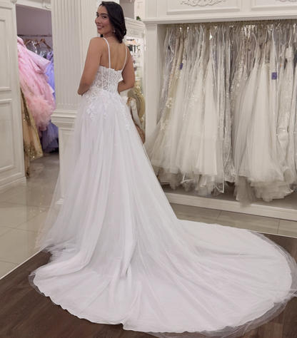 Beach Wedding Dresses A Line Tulle Appliqued Boho Wedding Gowns for Women HE1999