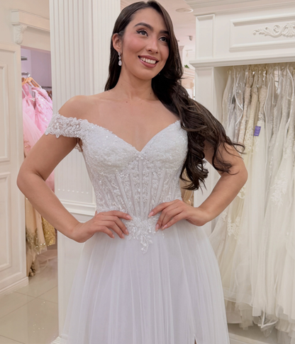 Tulle Appliqued Boho Wedding Dresses A Line Plus Size Wedding Gowns for Bride HE2001