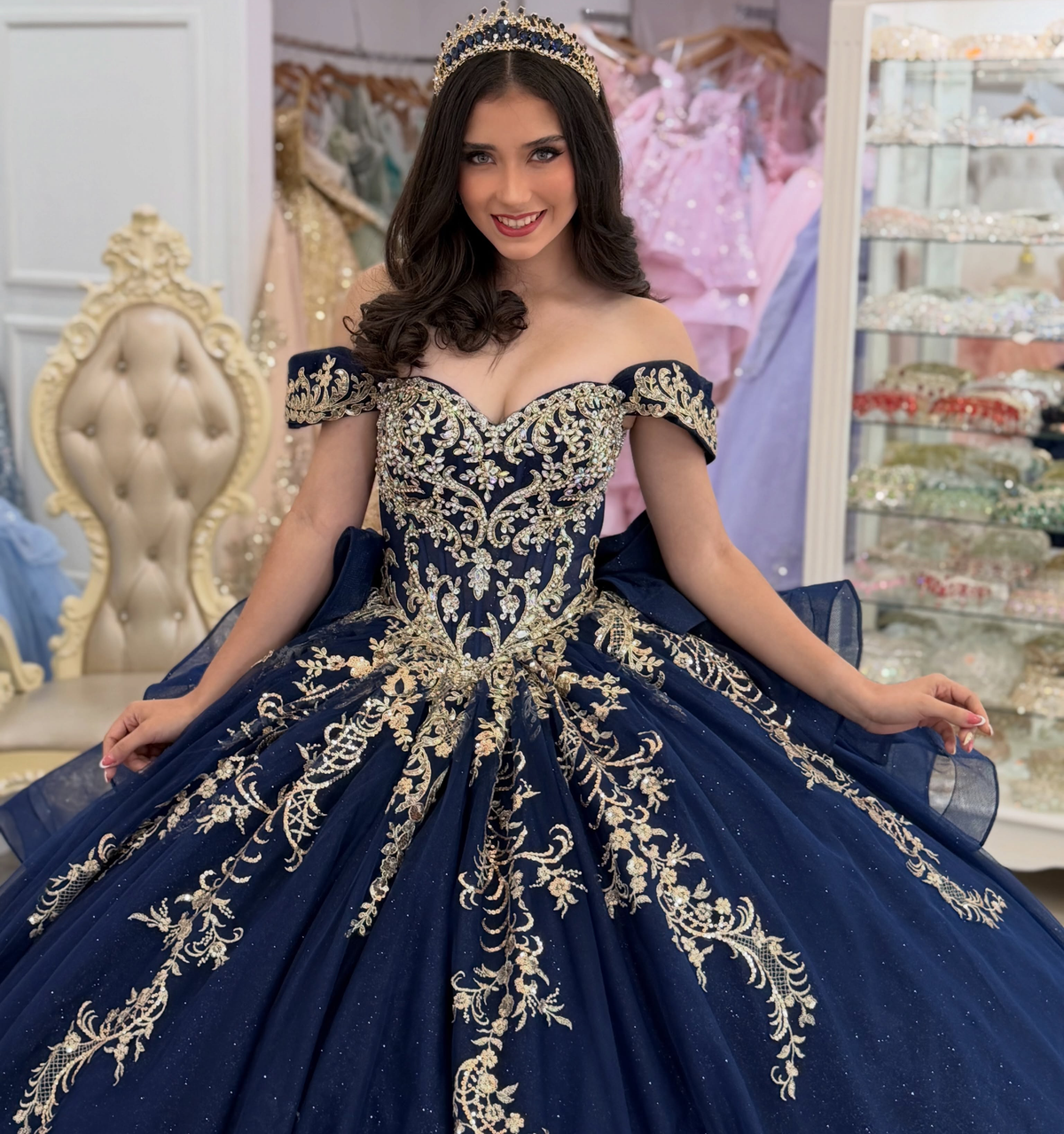 Princess Lace Appliqued Quinceanera Dresses Sweet 16 Tulle Birthday Party Gowns HE1997