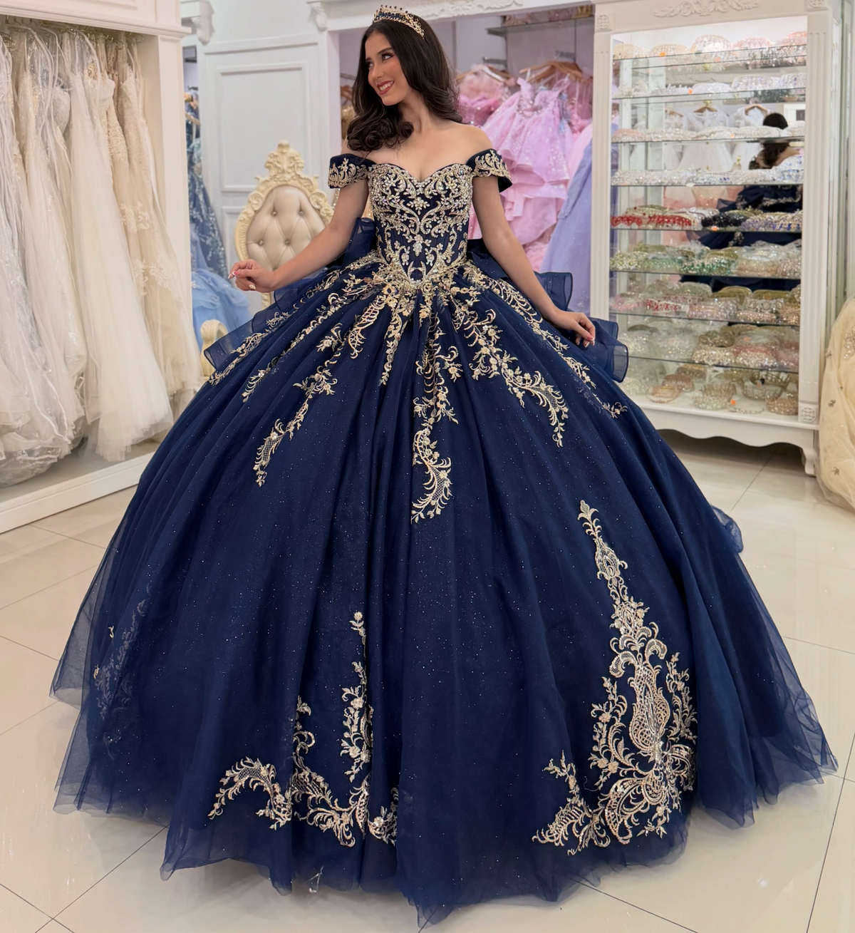 Princess Lace Appliqued Quinceanera Dresses Sweet 16 Tulle Birthday Party Gowns HE1997