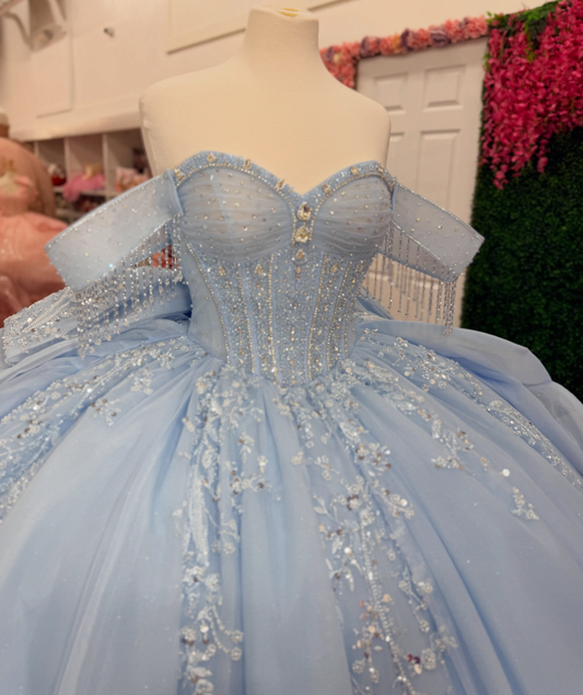 Vestidos de quinceañera con hombros descubiertos, tul princesa, apliques, vestidos de quinceañera HE530