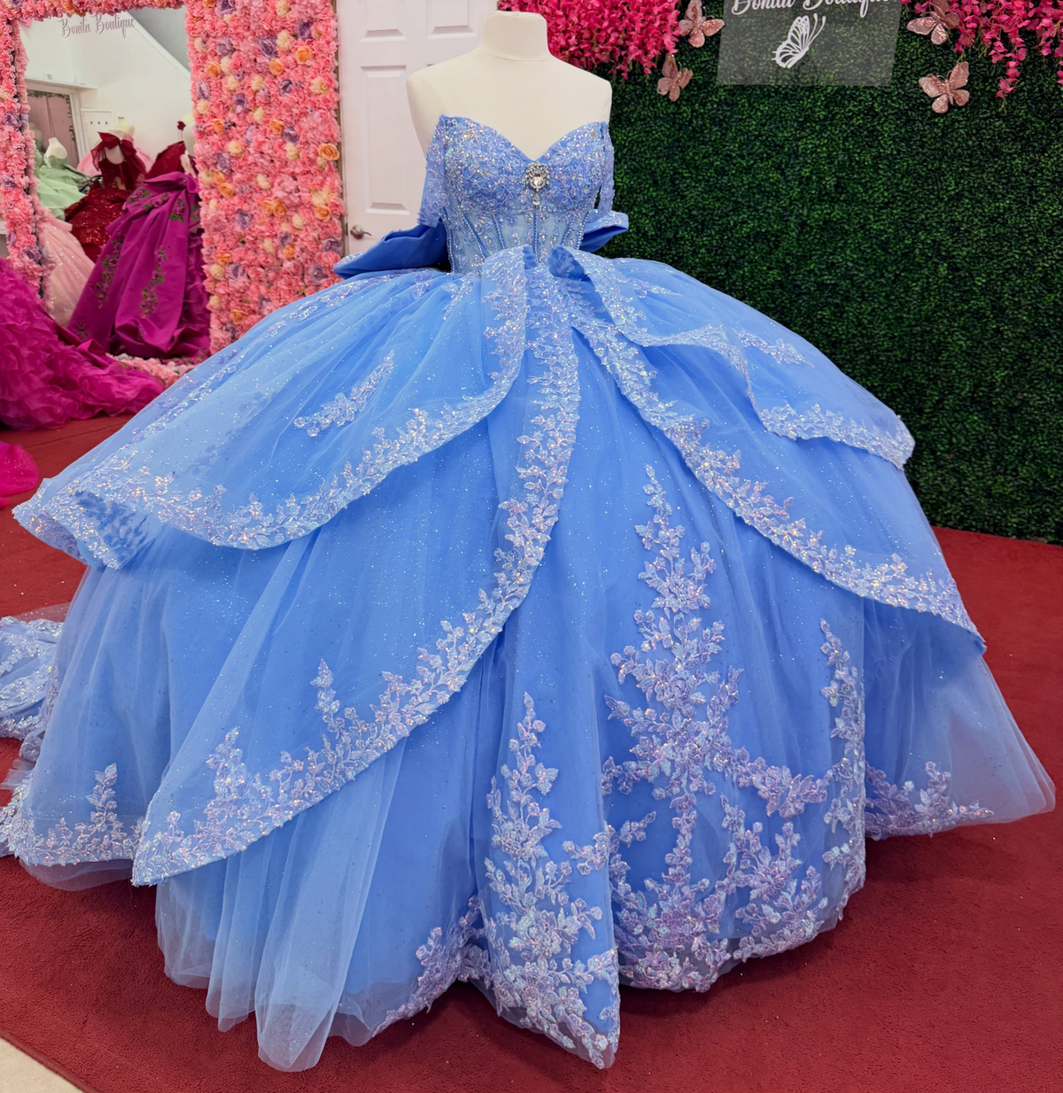 Vestidos de quinceañera con hombros descubiertos, tul princesa, apliques, vestidos de quinceañera HE530