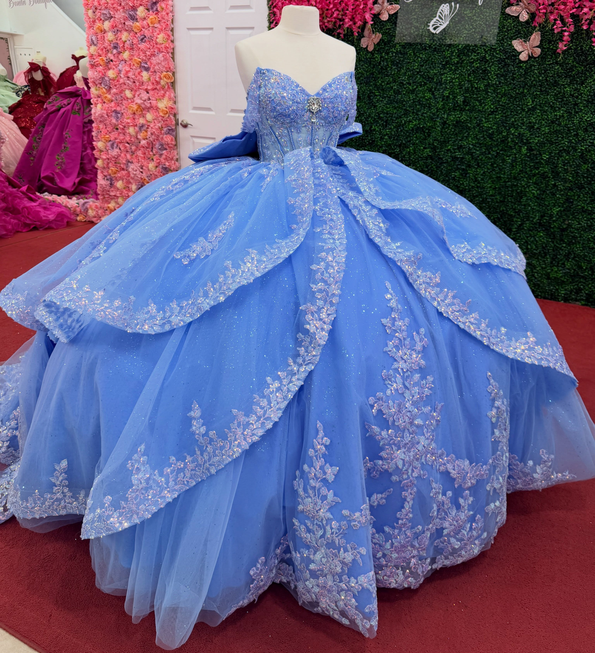 Vestidos de quinceañera con hombros descubiertos, tul princesa, apliques, vestidos de quinceañera HE530