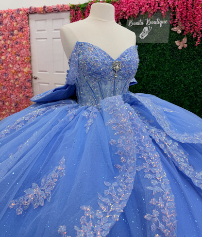 Vestidos de quinceañera con hombros descubiertos, tul princesa, apliques, vestidos de quinceañera HE530