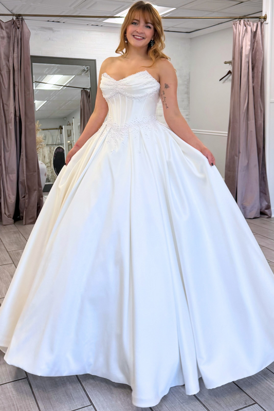 Sweetheart A-Linie Tüll 3D Blumen Strand Brautkleider für die Braut HE878