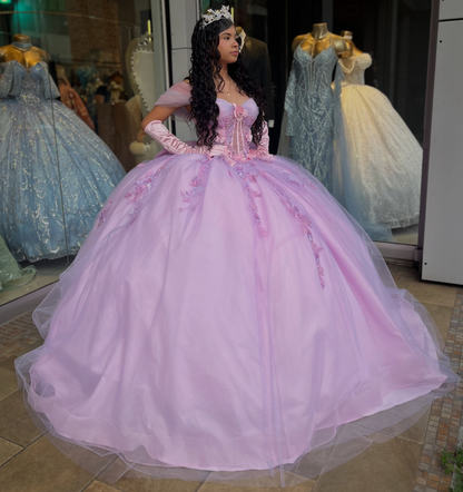 Off Shoulder Pink Sweet 16 Quinceanera Dresses Tulle Lace Appliqued Celebration Gowns HE1968