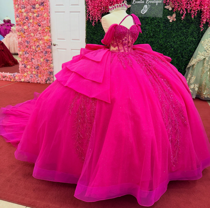 Vestidos de quinceañera con hombros descubiertos, tul princesa, apliques, vestidos de quinceañera HE530
