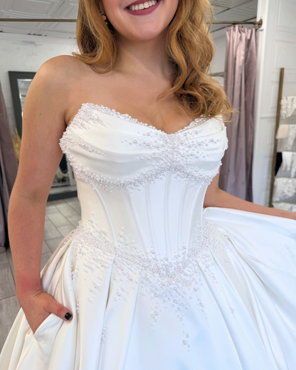 Sweetheart A-Linie Tüll 3D Blumen Strand Brautkleider für die Braut HE878