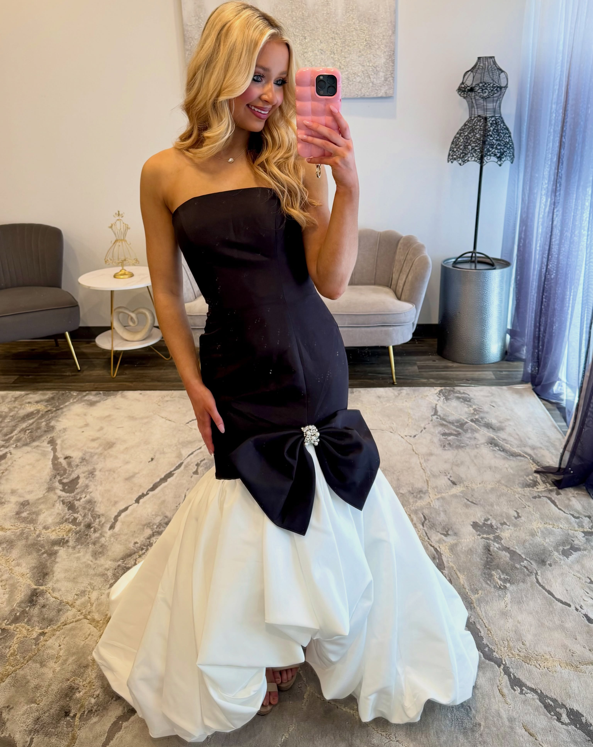 Vestido de noche largo de sirena con un hombro descubierto y lentejuelas brillantes, HE370