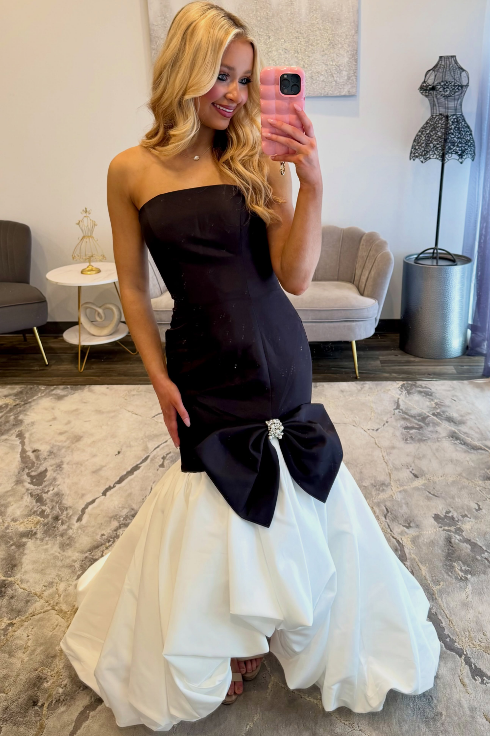 Vestido de noche largo de sirena con un hombro descubierto y lentejuelas brillantes, HE370