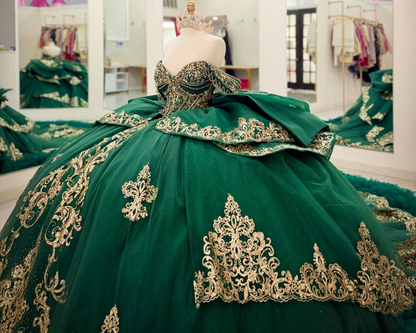 Vestidos de quinceañera con hombros descubiertos, tul princesa, apliques, vestidos de quinceañera HE530