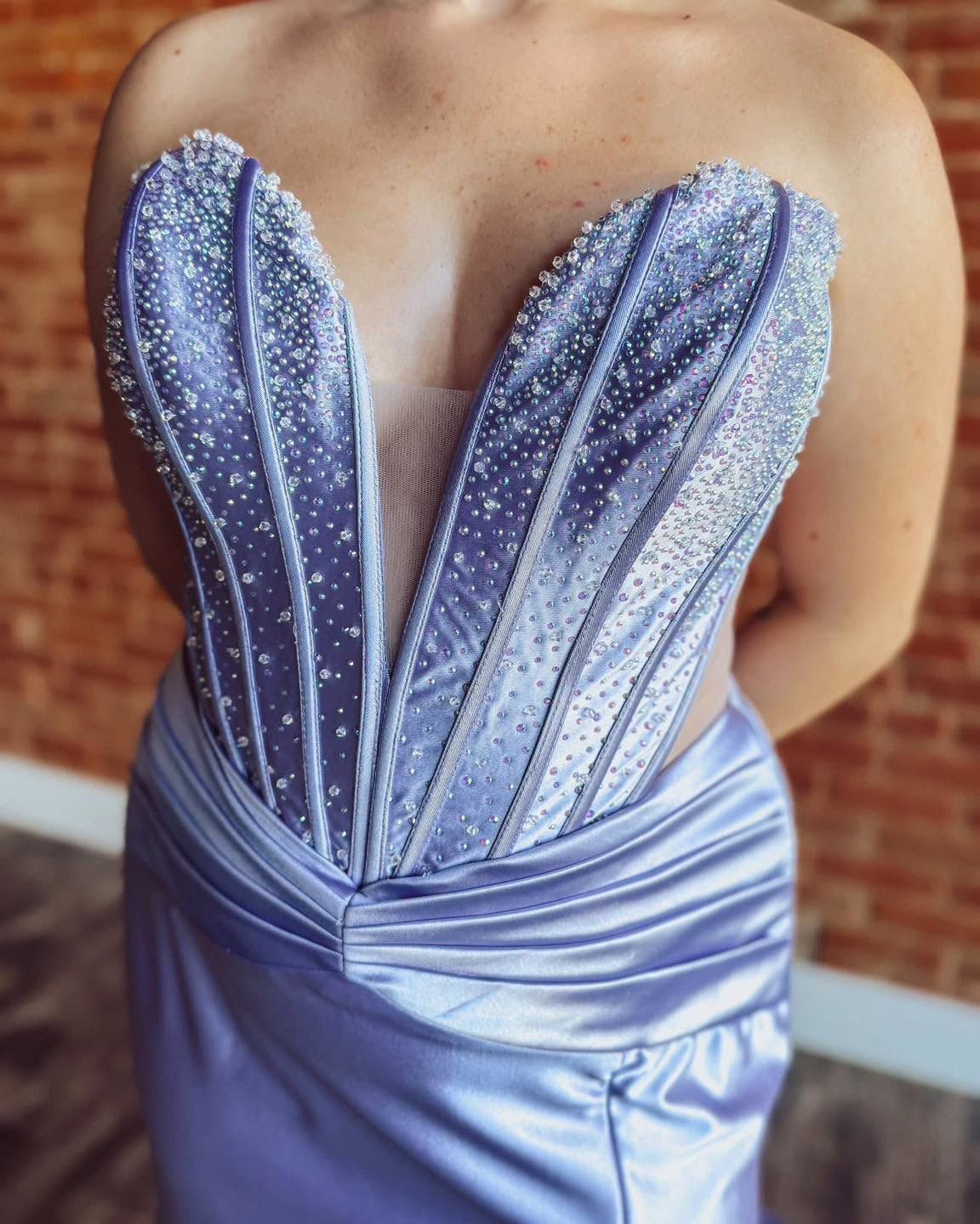 Vestido de noche largo de sirena con un hombro descubierto y lentejuelas brillantes, HE370