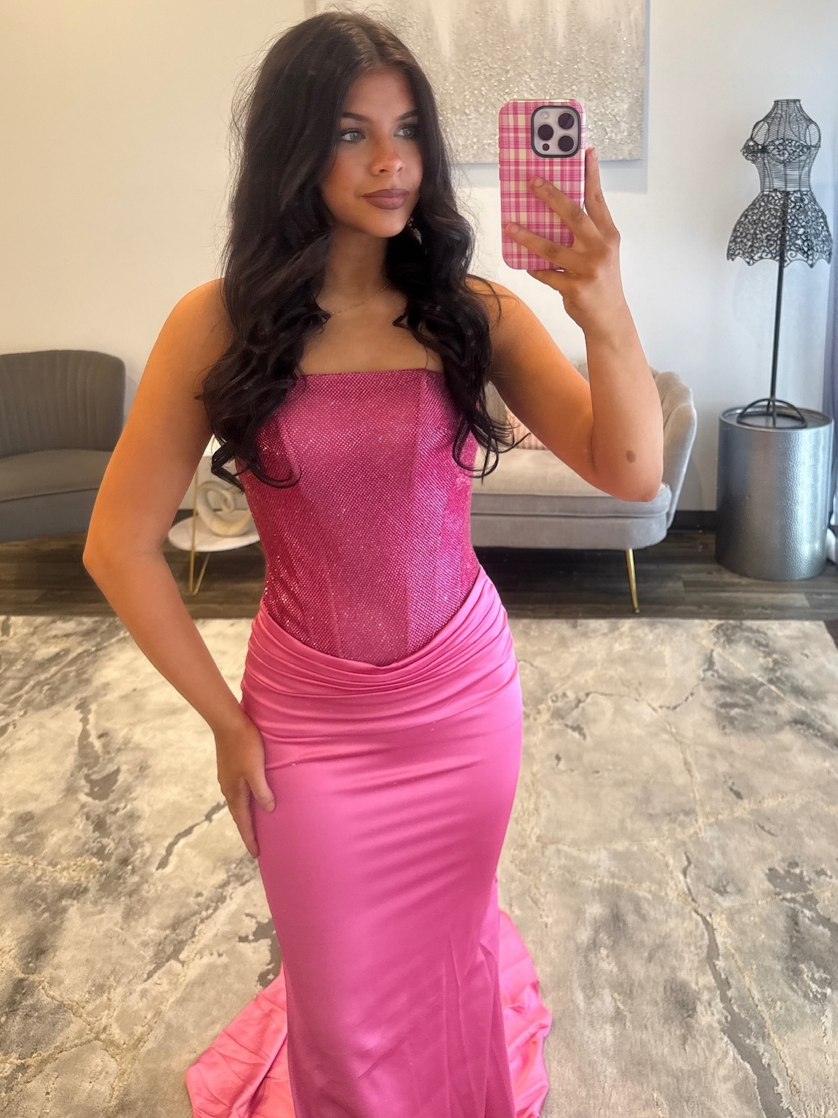 Vestido de noche largo de sirena con un hombro descubierto y lentejuelas brillantes, HE370