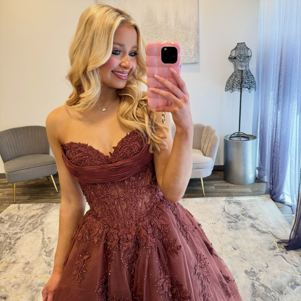 Women's A Line Tulle Appliqued Prom Dresses Long Sweetheart Corset Evening Party Gowns HE1963