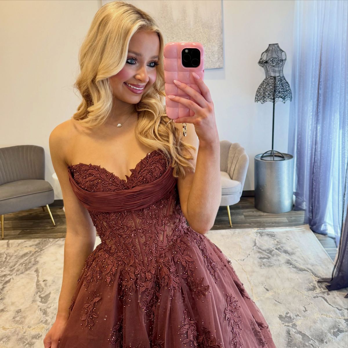 Women's A Line Tulle Appliqued Prom Dresses Long Sweetheart Corset Evening Party Gowns HE1963
