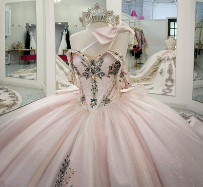 Vestidos de quinceañera con hombros descubiertos, tul princesa, apliques, vestidos de quinceañera HE530