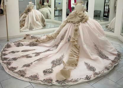 Vestidos de quinceañera con hombros descubiertos, tul princesa, apliques, vestidos de quinceañera HE530