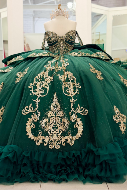 Vestidos de quinceañera con hombros descubiertos, tul princesa, apliques, vestidos de quinceañera HE530