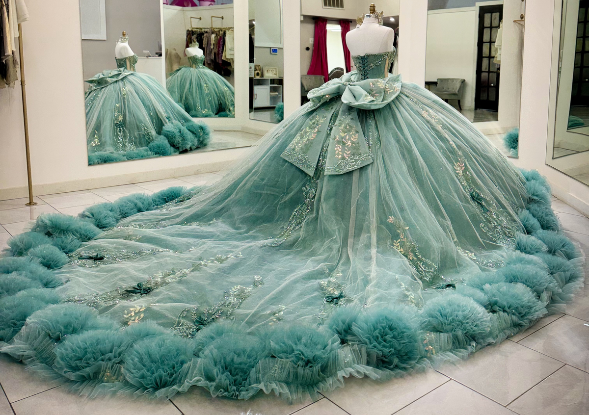 Vestidos de quinceañera con hombros descubiertos, tul princesa, apliques, vestidos de quinceañera HE530