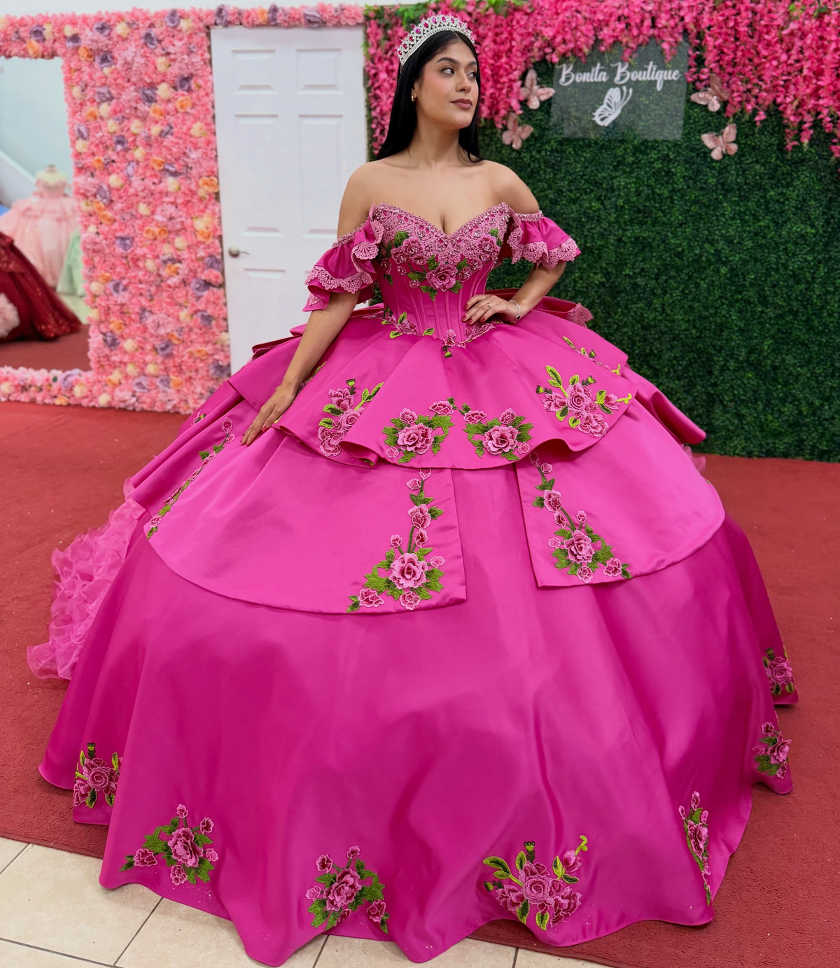 Vestidos de quinceañera con hombros descubiertos, tul princesa, apliques, vestidos de quinceañera HE530