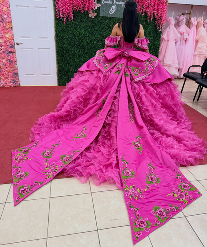 Vestidos de quinceañera con hombros descubiertos, tul princesa, apliques, vestidos de quinceañera HE530