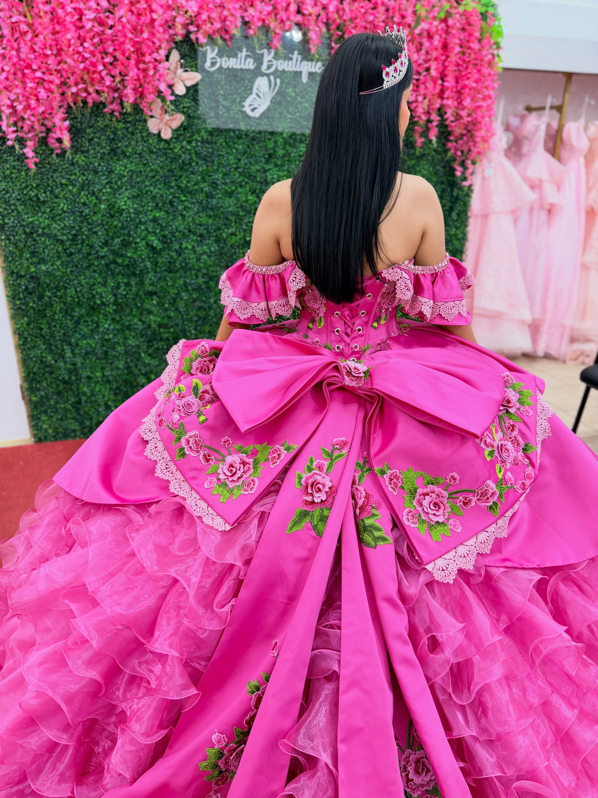Vestidos de quinceañera con hombros descubiertos, tul princesa, apliques, vestidos de quinceañera HE530