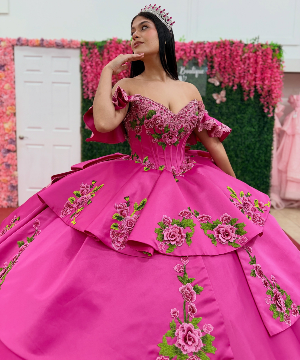 Vestidos de quinceañera con hombros descubiertos, tul princesa, apliques, vestidos de quinceañera HE530