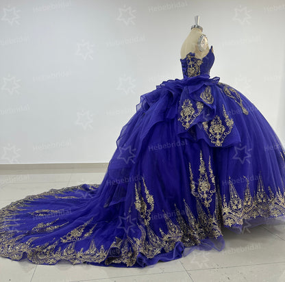 Sweetheart Ball Gown Tulle Beaded Quinceanera Dresses Princess Sweet 16 Party Gowns HE1196