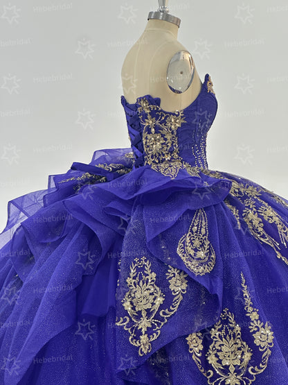 Sweetheart Ball Gown Tulle Beaded Quinceanera Dresses Princess Sweet 16 Party Gowns HE1196