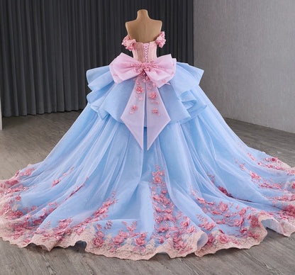 Ball Gown Sweet 16 Princess Quinceanera Dresses Lace Appliqued Birthday Party Gowns HE1177