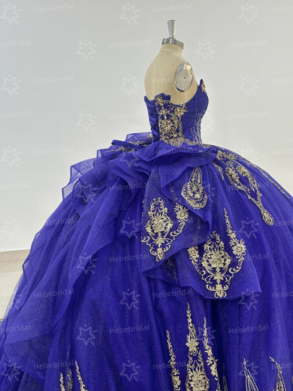 Sweetheart Ball Gown Tulle Beaded Quinceanera Dresses Princess Sweet 16 Party Gowns HE1196