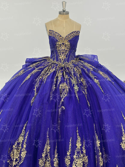 Sweetheart Ball Gown Tulle Beaded Quinceanera Dresses Princess Sweet 16 Party Gowns HE1196