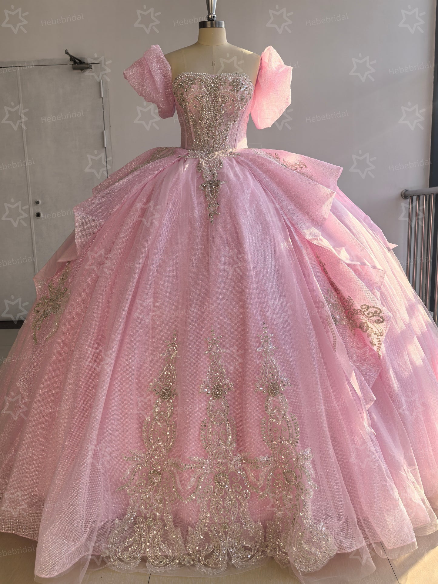 Vestidos de quinceañera con hombros descubiertos, tul princesa, apliques, vestidos de quinceañera HE530