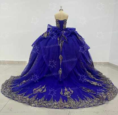 Sweetheart Ball Gown Tulle Beaded Quinceanera Dresses Princess Sweet 16 Party Gowns HE1196