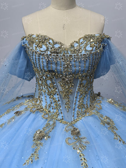 Tulle Lace Appliques Quinceanera Dresses Off Shoulder Prom Dresses for Sweet 16 HE072