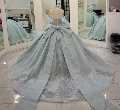 Off Shoulder Glittery Tulle Quinceanera Dresses Lace Beaded Sweet 16 Party Dress HE1211