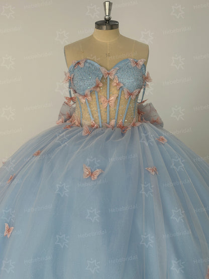 Princess Sweet 15 Quinceanera Dresses Lace Appliqued Ball Gown Birthday Party Dresses HE1198