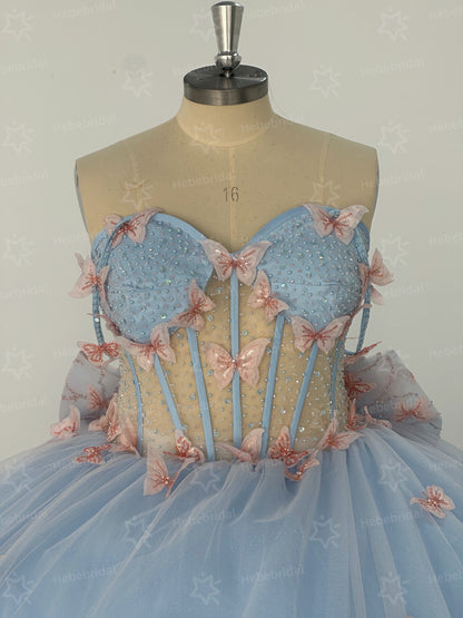 Princess Sweet 15 Quinceanera Dresses Lace Appliqued Ball Gown Birthday Party Dresses HE1198