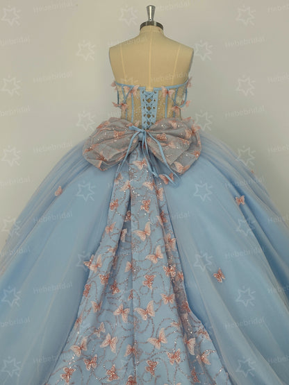 Princess Sweet 15 Quinceanera Dresses Lace Appliqued Ball Gown Birthday Party Dresses HE1198