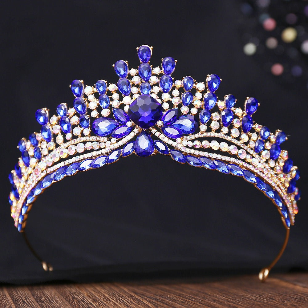 HE295-Corona de princesa de cristal con diamantes de imitación, tiara de reina, diadema para boda, cumpleaños, graduación, accesorios para el cabello de novia para mujer