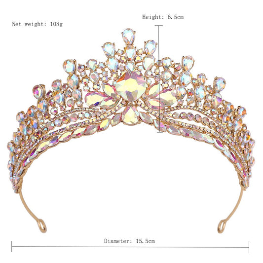 HE295-Crystal Princess Crown Rhinestone Queen Tiaras Headband Wedding Birthday Prom Bridal Hair Accessories for Women