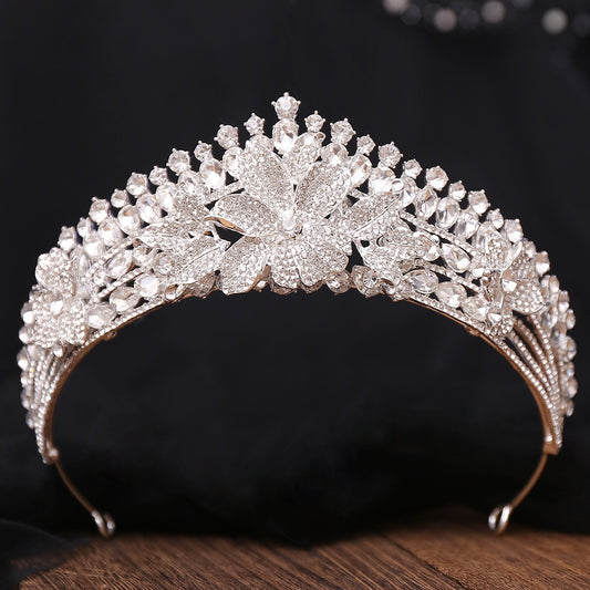 HE297-Women's Crystal Princess Crown Wedding Birthday Prom Bridal Hair Accessories Rhinestone Queen Tiaras Headband