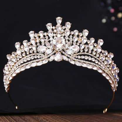 HE295-Corona de princesa de cristal con diamantes de imitación, tiara de reina, diadema para boda, cumpleaños, graduación, accesorios para el cabello de novia para mujer