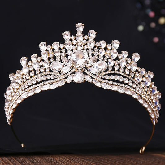 HE295-Crystal Princess Crown Rhinestone Queen Tiaras Headband Wedding Birthday Prom Bridal Hair Accessories for Women