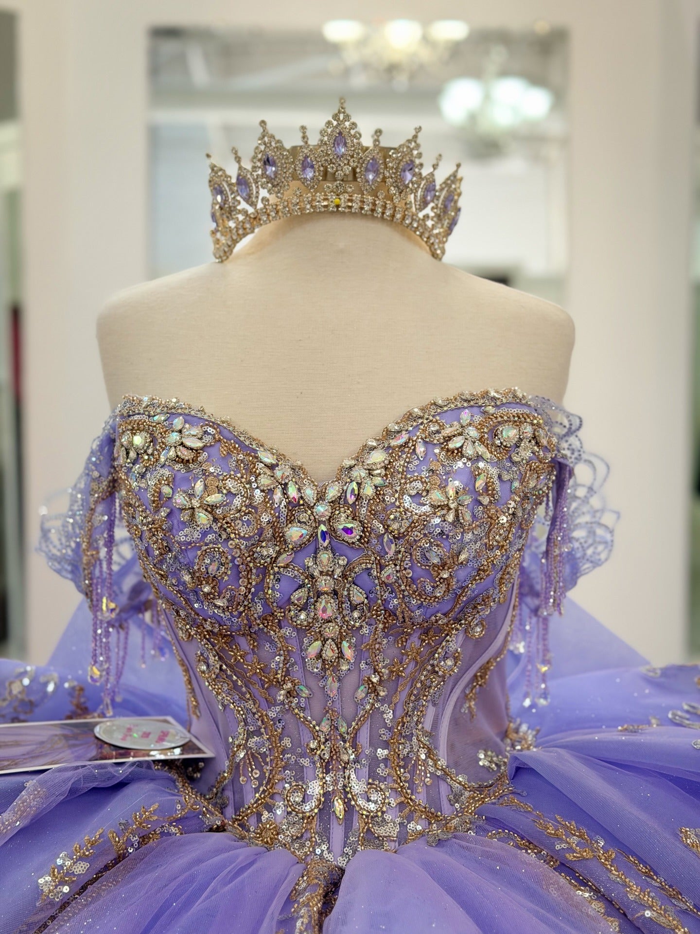 Princess Tulle Lace Beaded Lilac Quinceanera Dresses Ball Gown Sweet 15 Party Dress HE1210