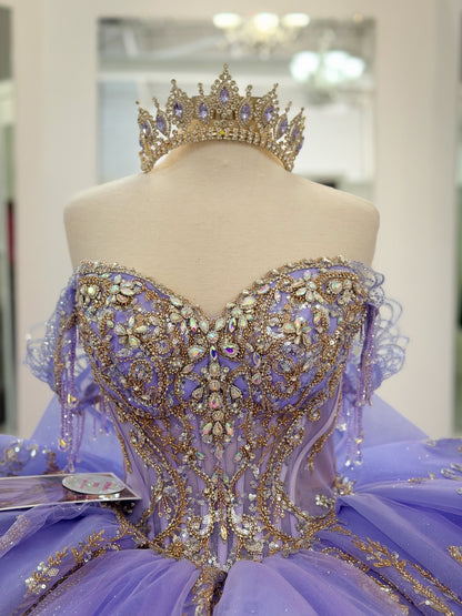 Princess Tulle Lace Beaded Lilac Quinceanera Dresses Ball Gown Sweet 15 Party Dress HE1210