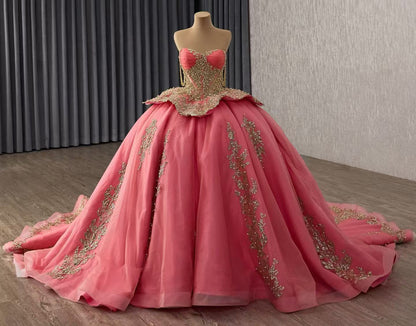 Off Shoulder Tulle Lace Beaded Sweet 16 Quinceanera Dresses Princess Corset Party Gowns HE1172