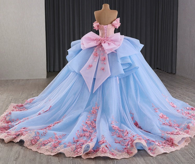 Ball Gown Sweet 16 Princess Quinceanera Dresses Lace Appliqued Birthday Party Gowns HE1177