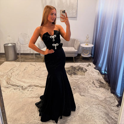 Mermaid Satin Sweetheart Prom Dresses Long Strapless Evening Party Gowns for Women HE1142