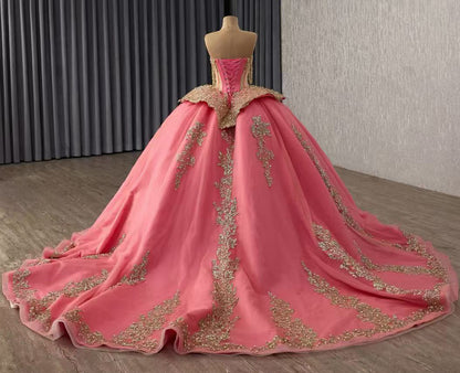 Off Shoulder Tulle Lace Beaded Sweet 16 Quinceanera Dresses Princess Corset Party Gowns HE1172